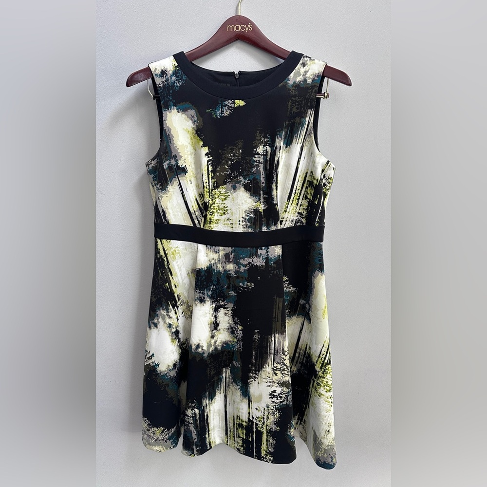 nine west print sleeveless dress size 10